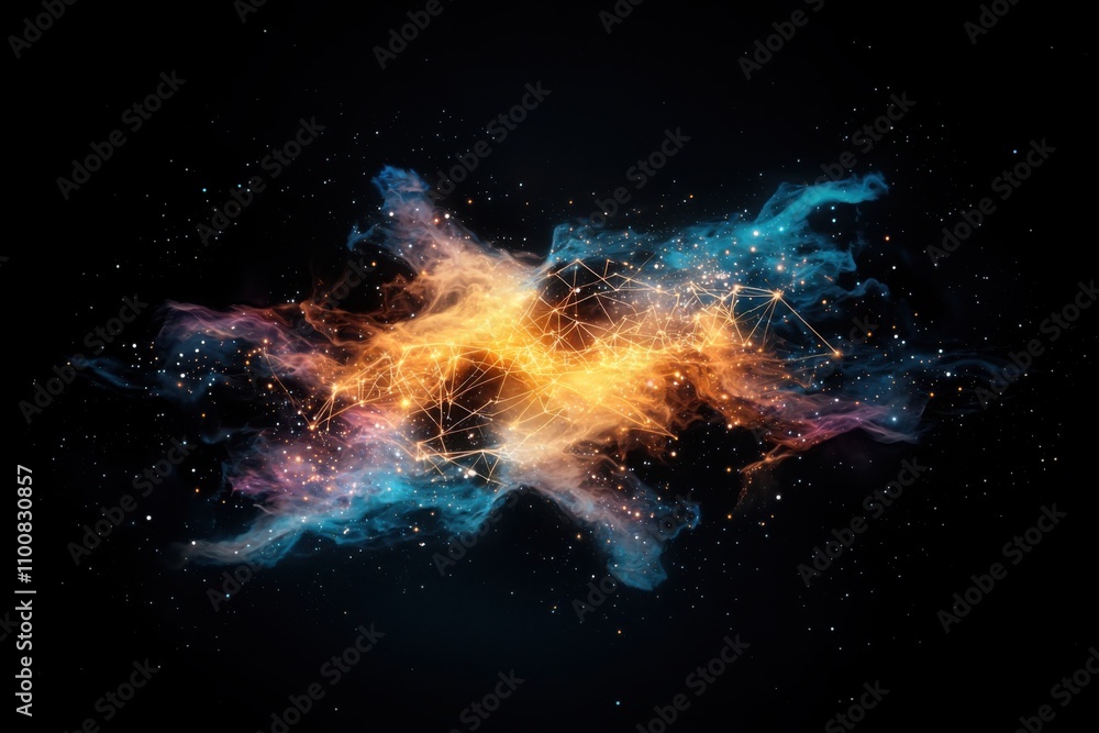 Poster illuminating digital pathways exploring tech constellation numbers in deep space node systems
