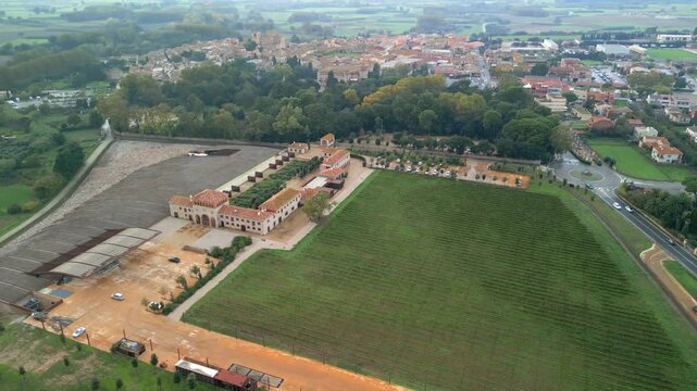 aerial view of wine cellars in costa brava Peralada wines