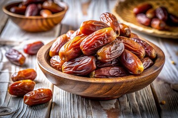 Fototapeta premium Vintage Style Photography of a Big Set of Fresh Dates Isolated on a White Background, Highlighting Their Rich Color and Texture for Culinary and Health-Focused Projects
