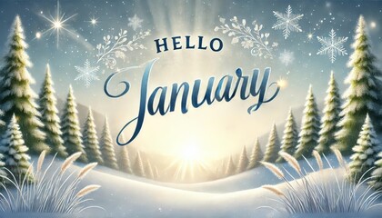 Happy New Year : Stylish 3D Greeting Calendar with Hello January 01 Text