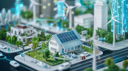 Fototapeta premium Sustainable energy concept.renewable electricity and fuel. Clean energy management for future environment