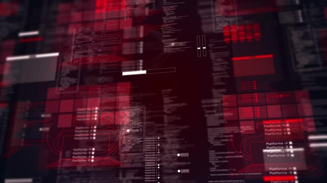 Futuristic Hacker interface Internet information technology program code virus alert cyber security code background animation. encrypted virtual. Programming code hacking concept. 4K 3D