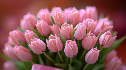 Obraz premium Beautiful Bouquet of Pink Tulips Spring Flowers Floral Arrangement