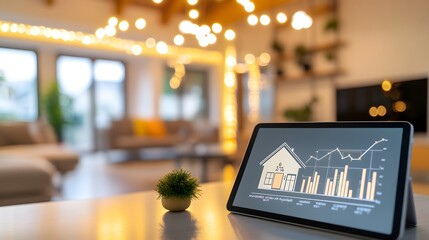 Housing market chart display showing fluctuations and trends in property prices, reflecting economic stability and investment opportunities.