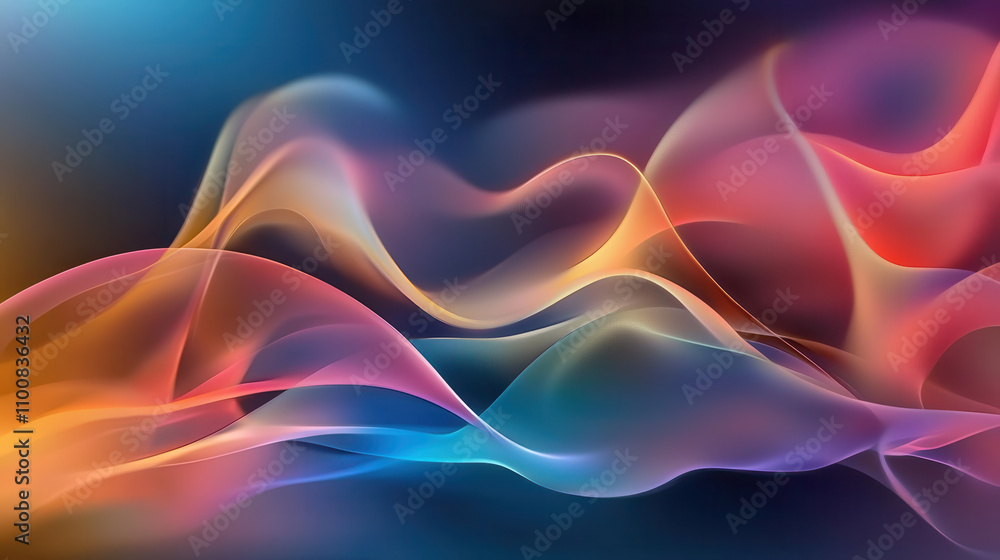 Poster vibrant abstract wave patterns in colorful gradient, creating dynamic visual experience. smooth tran