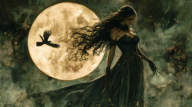 Morrigan celtic mythology the morrigan goddess of fate. Mythology. Illustration
