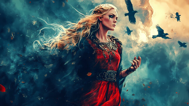 Nordic goddess frigg norse germanic mythology. Mythology. Illustration