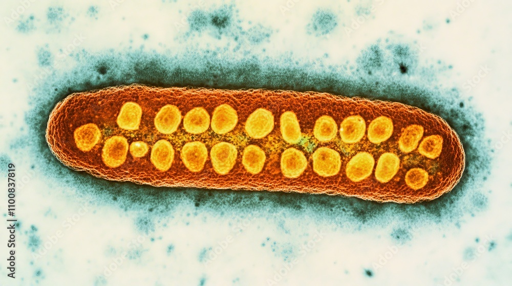Poster close-up view of virus under microscope with unique features
