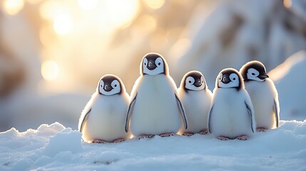 A group of penguins represents the impact of global warming on wildlife populations.