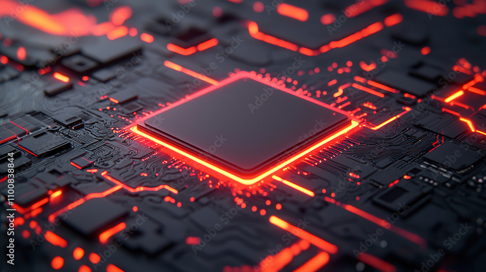 Aufkleber detailed macro shot of electronic circuitry with glowing elements, showcasing intricate designs and 