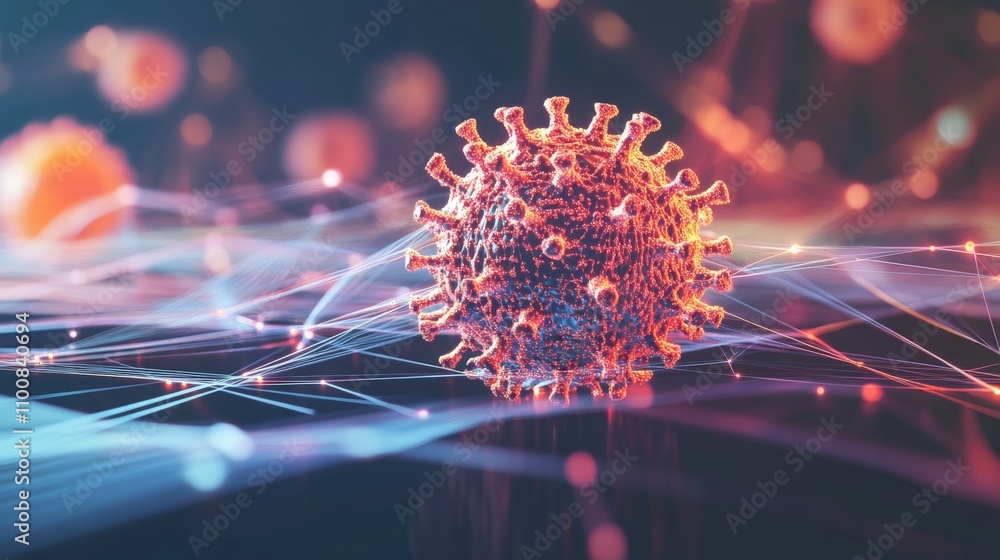 Aufkleber conceptual virus with digital technology elements