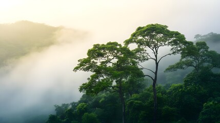 Obraz premium Misty Mountain Forest Trees