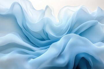 Fototapeta premium Abstract background of flowing blue fabric with soft, delicate folds and ripples.
