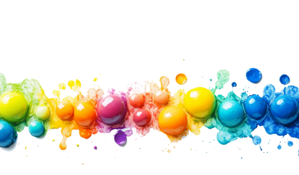 Rainbow oil painting brush strokes, isolated on white or transparent background