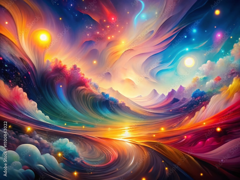 Aufkleber vivid abstract background with swirling colors and dynamic shapes to evoke motion and vibrancy in la