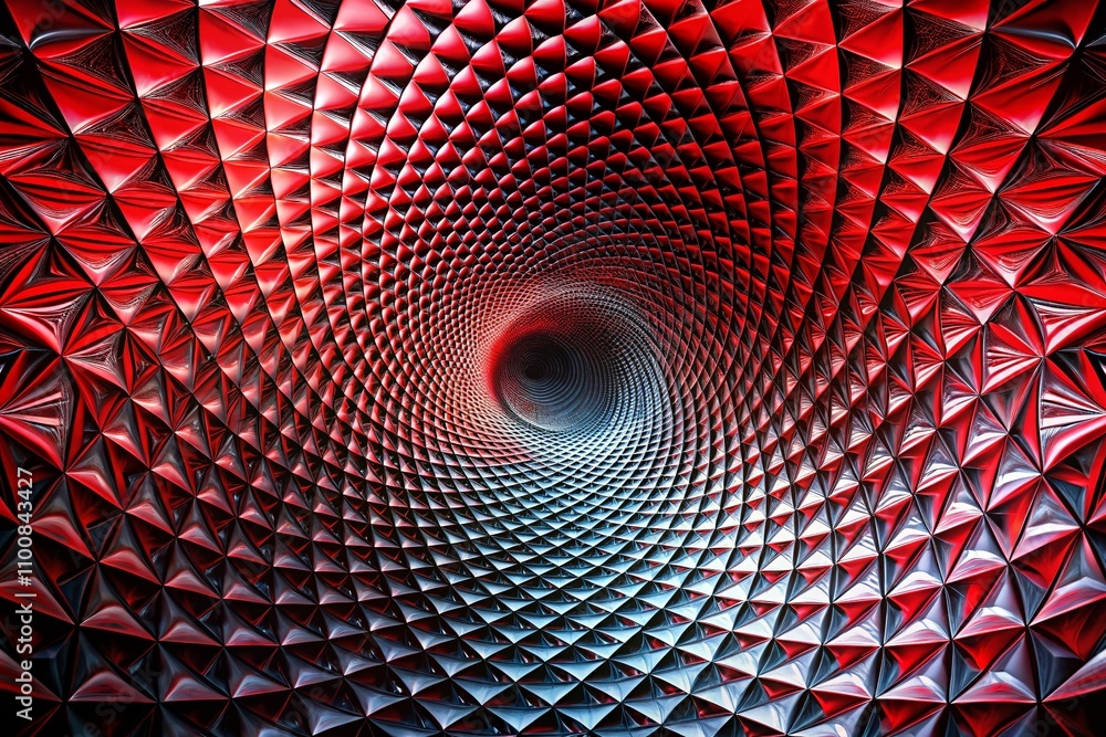 Aufkleber Vortex of Red and Black: A Geometric Dance of Sharp Elements Creating a Dizziness-Inducing Multidimensional Experience with Swirling Textures