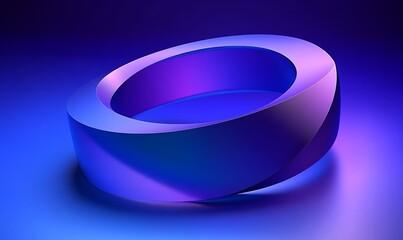 3D Rendered Abstract Blue Purple Circular Ring Glossy Depth Gradient Background