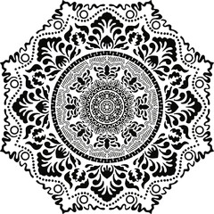 Circular pattern in mandala shape for Henna  Mehndi  tattoo  decoration. Decorative ornament in ethnic oriental style