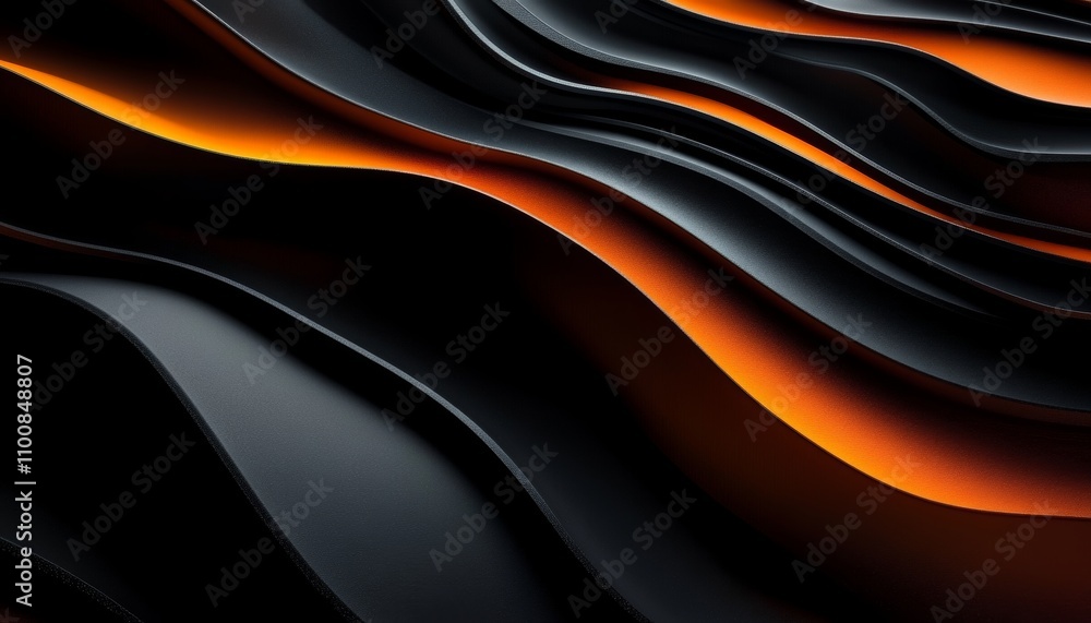 Poster abstract digital background with wavy black and orange patterns for modern business design