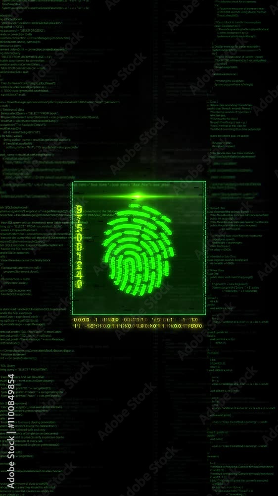 Poster 4k digital fingerprint scanning with match point biometric digital fingerprint reader on blue screen