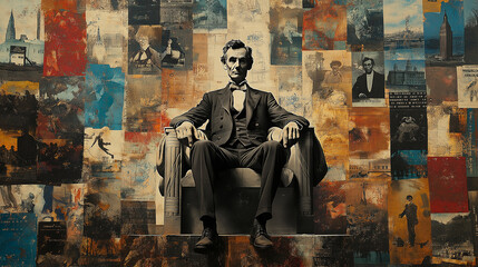 Freedom and Equality Poster � A collage of Lincoln and related images representing his fight for freedom, Lincoln's Birthday,