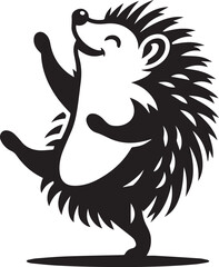 A hedgehog dancing joyfully vector silhouette