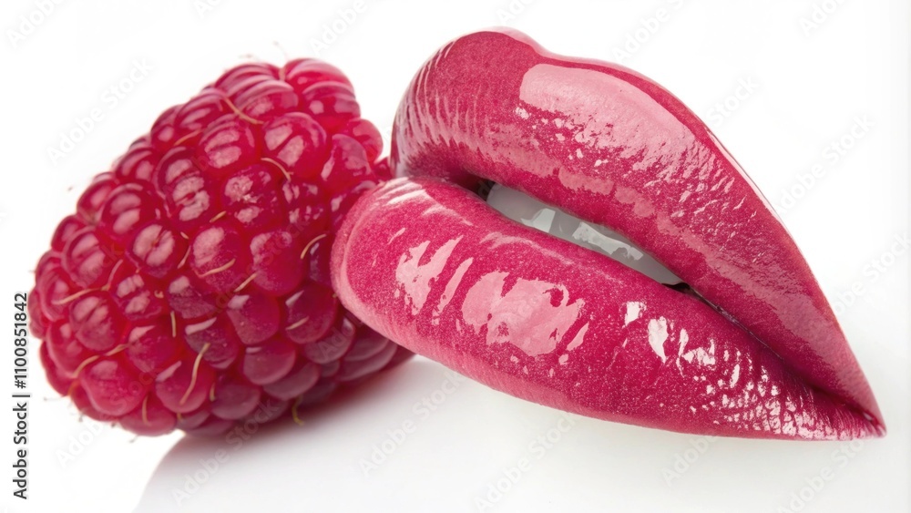 Poster a captivating raspberry lip showcases an expert application of a glossy finish making the color pop 