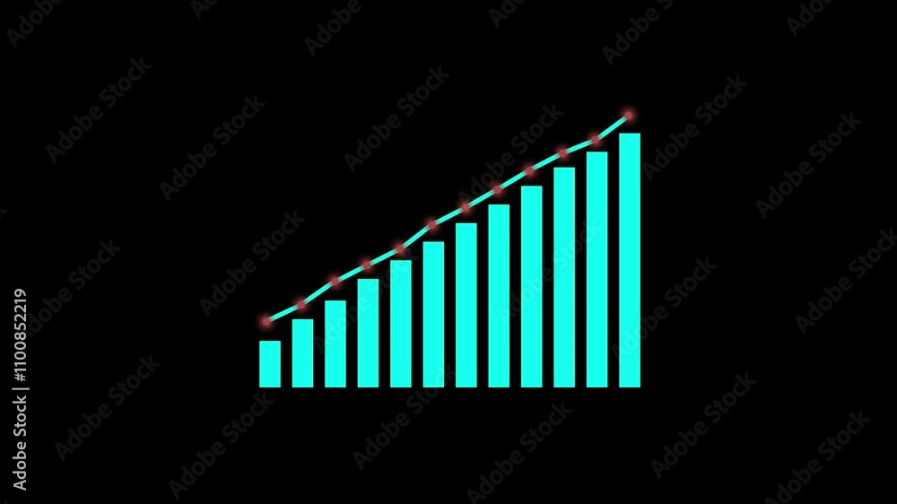 Poster animated down graph icon designed in flat icon style, business or finance concept icon.graph analysi