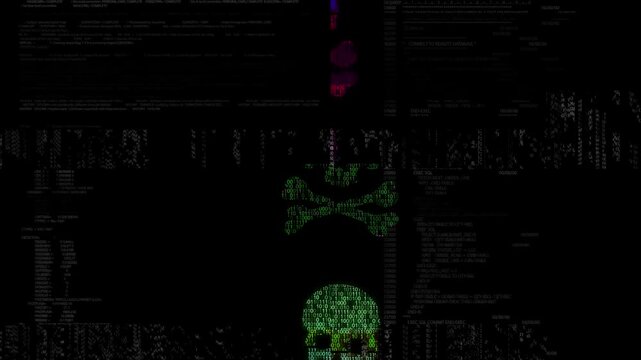 Cyber Crime Hacking attack System virus or internet system crash hacking concept. 4K Computer virus attack, cyber security, malware, crime, spying software technology. hacking attack. error message.