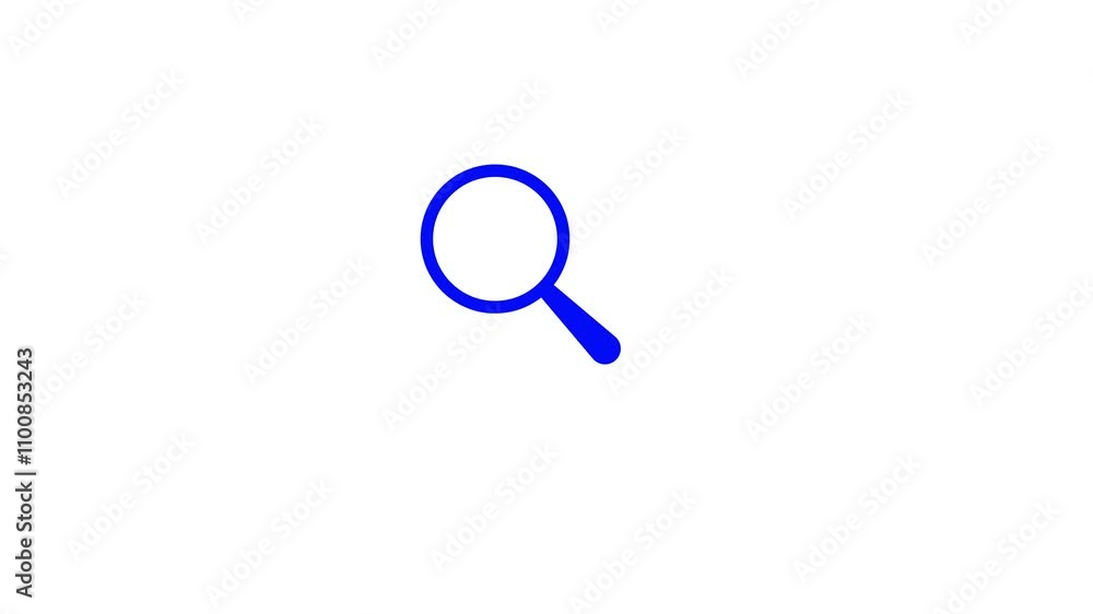 Poster magnifying glass search icon animation.magnify glasses search tool animation.