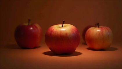Conjunto de manzanas frescas sobre fondo neutro