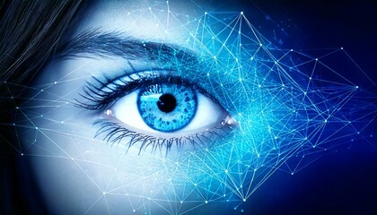 Obraz premium Iris Recognition Technology - Cybersecurity Eye Scan 3D CGI Illustration. 
