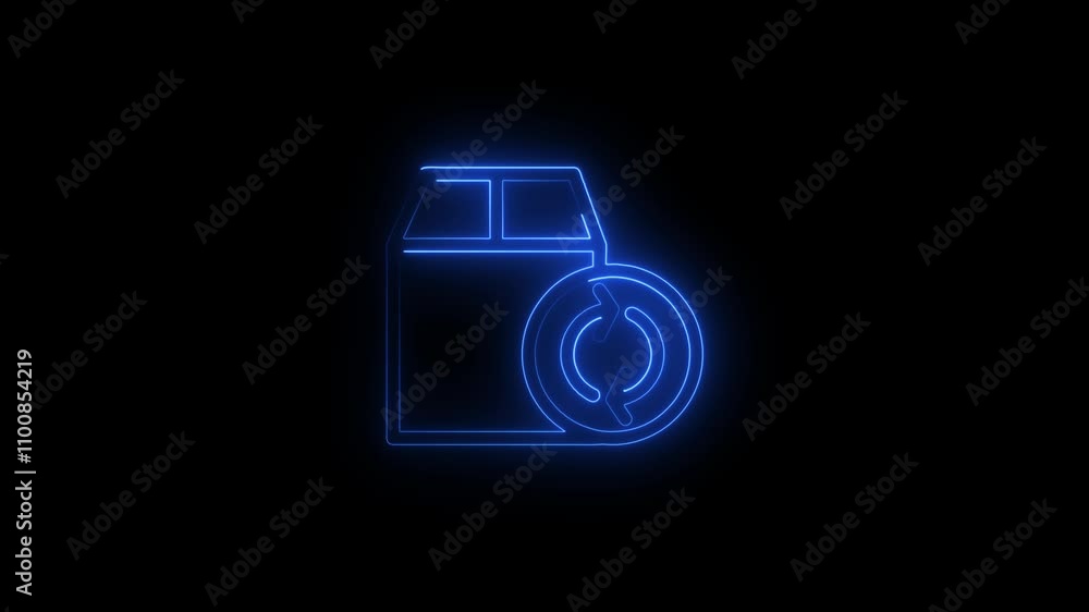 Poster neon circle arrow and box frame animation.