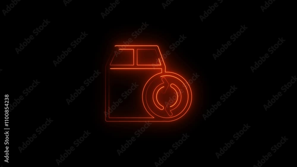 Poster neon circle arrow and box frame animation.