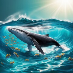 Obraz premium Whale swimming in the sea