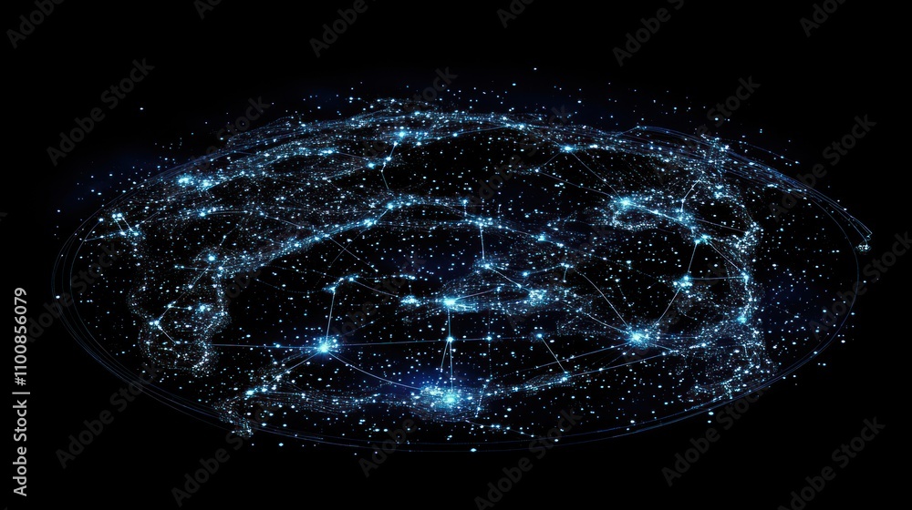Aufkleber a digital representation of a starry galaxy with interconnected points of light.