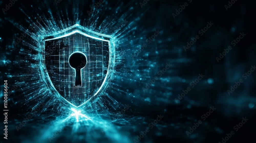 Aufkleber digital shield icon for cyber security protection in virtual network and cloud systems