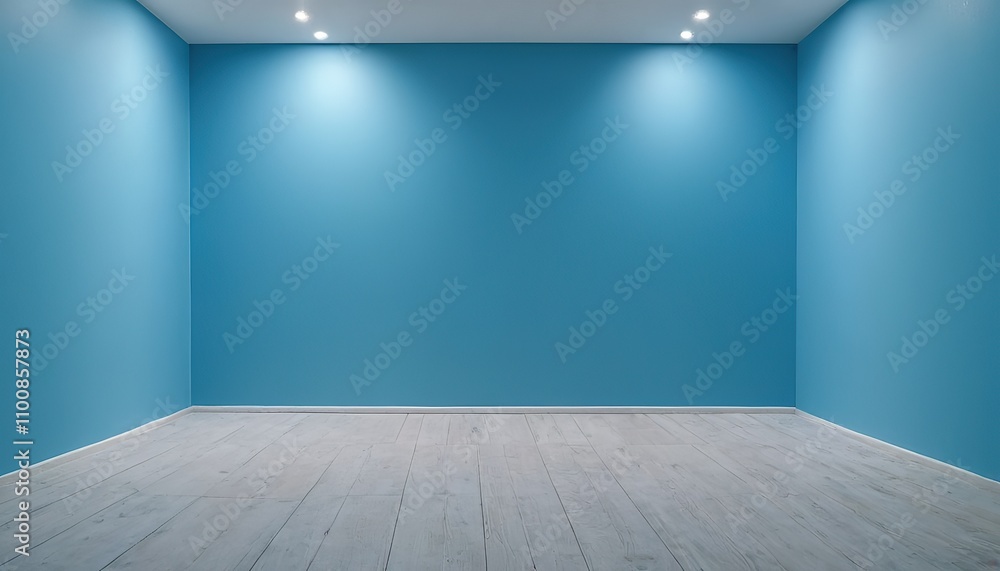 Poster 3d rendered blue empty room display podium minimal scene for product display presentation 62