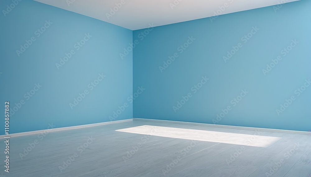 Poster 3d rendered blue empty room display podium minimal scene for product display presentation 63