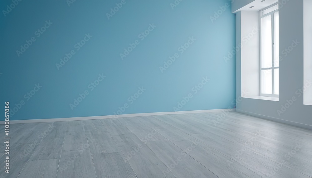 Aufkleber 3d rendered blue empty room display podium minimal scene for product display presentation 524