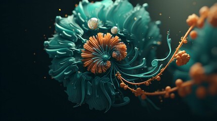 Colorful Floral Fractal Pattern Vector Illustration for Underwater Wallpaper Design