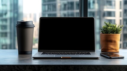 Fototapeta premium City skyline views modern digital workspace inspiration & tips for enhanced productivity