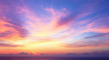 Obraz premium Stunning Sunset Sky Vibrant Colors Over Water Serene Dusk Landscape