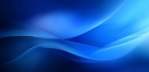 Obraz premium Blue Gradient Abstract Digital Art Background with Wavy Patterns and Smooth Transitions