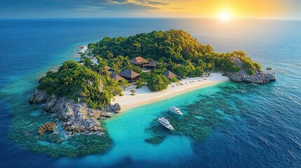 Fototapeta premium A picturesque island represents tropical beauty and the significance of preserving natural landscapes.