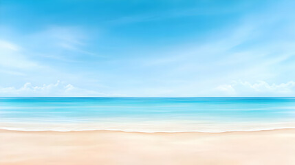 Obraz premium Serene beach landscape with calm ocean and clear blue sky