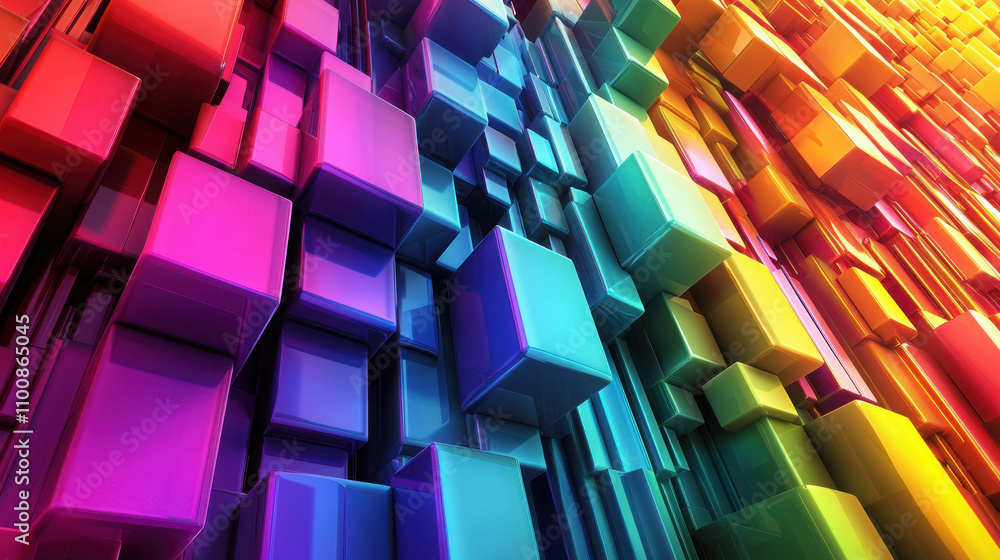 Poster vibrant 3d abstract geometry with colorful cubes in eye-catching gradient design