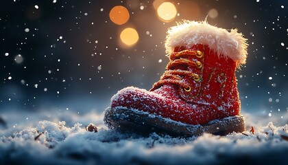  Red Boot with White Fur Trim.