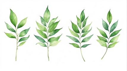Fototapeta premium a close up of a bunch of green leaves on a white background