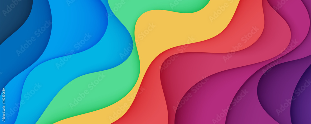 Poster colorful abstract wavy shape background gradient design vector